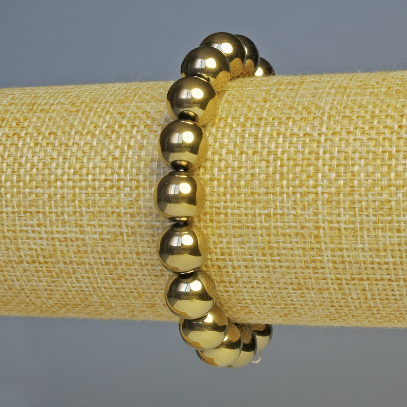 Bransoletka z hematitu – kuleczki w kolorze brązu, średnica 10 mm, długość 18 cm, elastyczna