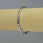 Bransoletka z hematitu w kształcie cylindrów, w srebrzystym odcieniu, średnica około 5×5 mm, długość około 18 cm, elastyczna