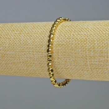 Bransoletka z hematitu w formie sześcianów, kolor złoty, 18 cm