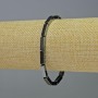 Bransoletka z hematytu w prostokątnej formie, kolor czarny, 12,5×4 mm, długość 18 cm, elastyczna