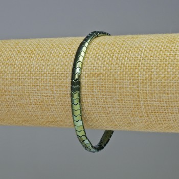Bransoletka z hematitu «Wężyk» – falisty wzór, kolor wielobarwny zielony, średnica 5×4×3 mm±, długość 18 cm±, elastyczna