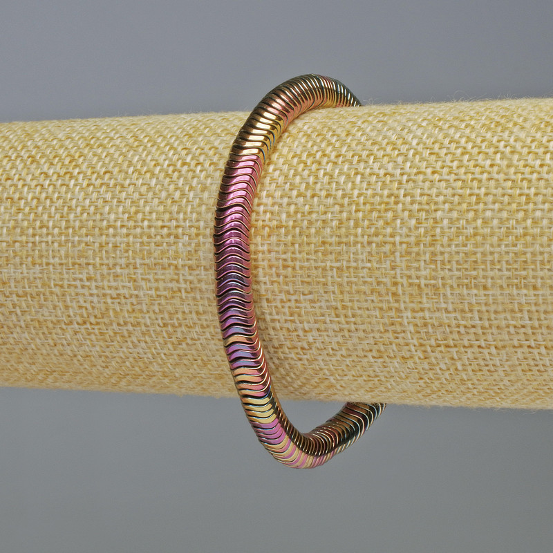 Bransoletka hematyt w kolorze kameleon, wzór zigzag, średnica 6×2 mm ±, długość 18 cm ±, elastyczna