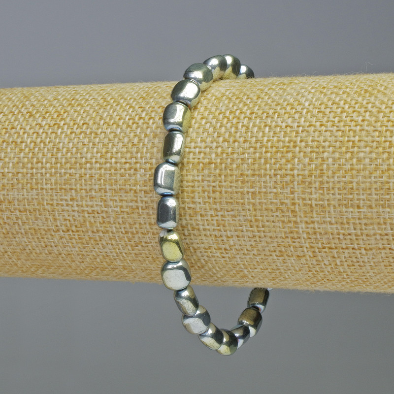 Bransoletka z hematitu owal w odcieniu błękitnego kameleona, średnica 7×7 mm, długość 18 cm, elastyczna
