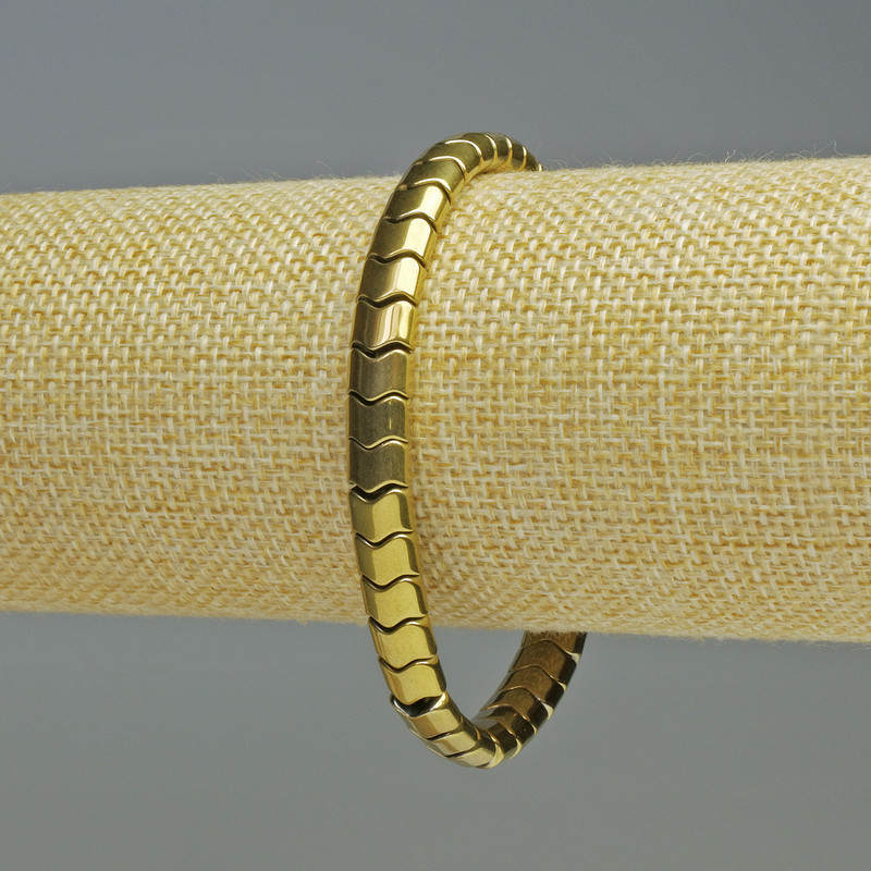 Bransoletka z hematitu „Wężyk Zygzak Fala” o kolorze złotym, średnica 7×5×5 mm, długość 18 cm, elastyczna