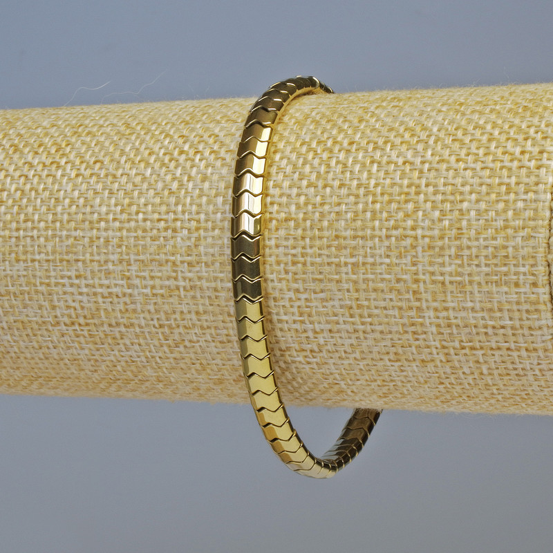 Bransoletka hematytowa «Wąż Zygzak Fala», kolor złoty, średnica 5×4×3 mm, długość 18 cm, elastyczna