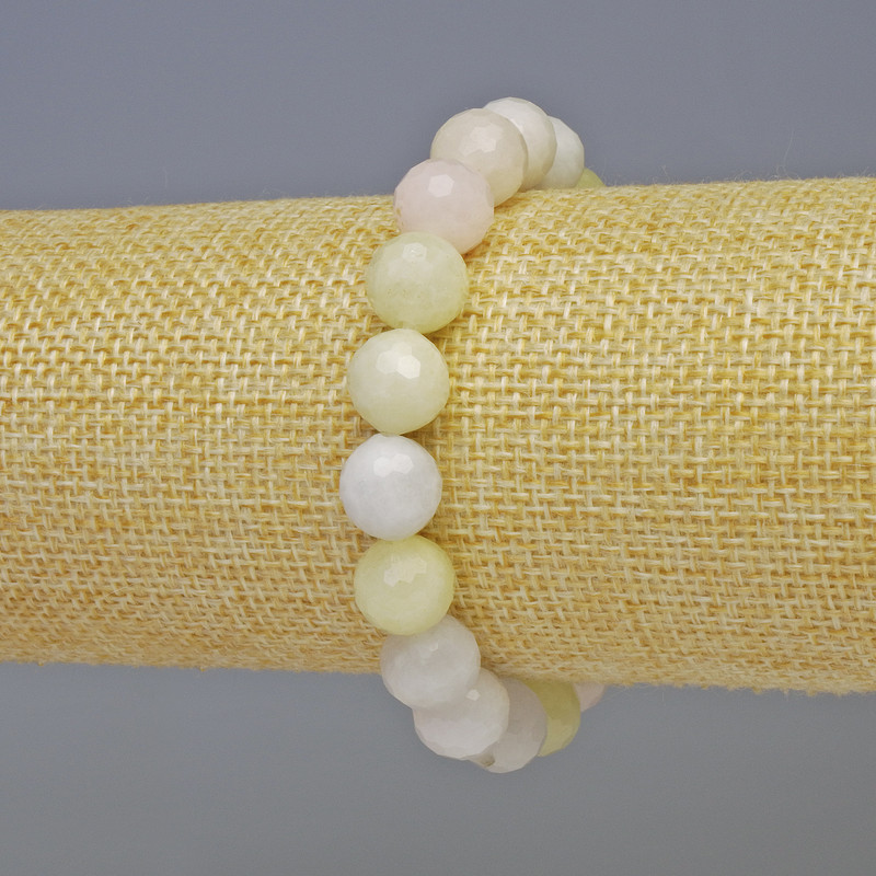 Bransoletka morganit – naturalny kamień, fasetowana kulka, średnica 10 mm, długość 18 cm, elastyczna