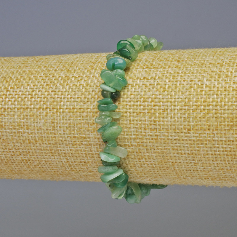 Bransoletka z zielonego agatu, naturalny kamień, drobinki, średnica 5×2 mm ±, średnica 8×4 mm ±, długość 18 cm ±, na elastycznej gumce