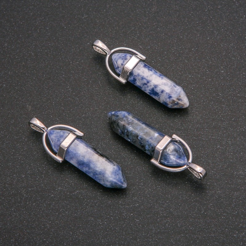 Wisiorek sześciokątny z sodalitu 41×13 mm