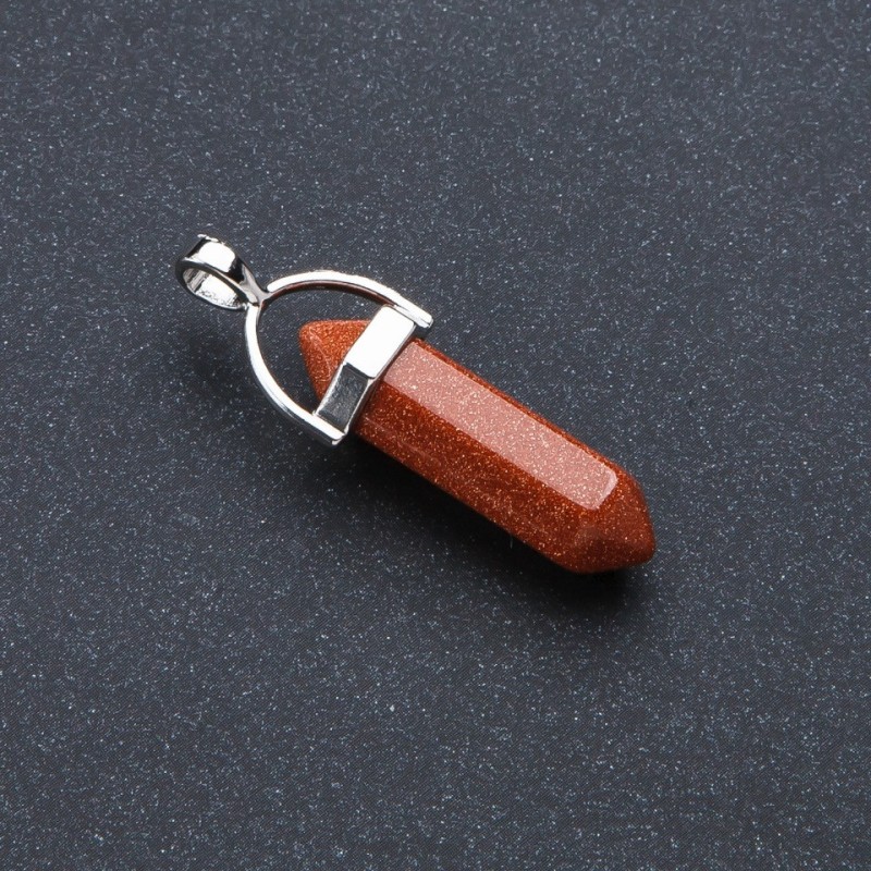 Wisiorek sześciokątny z kamienia aventuryna złoty piasek (syntetyczny) 4×0,9 cm