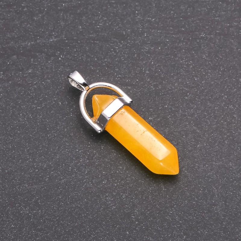 Wisiorek sześciokątny z kamienia cytrynowego (sztuczny) 39×32×9 mm