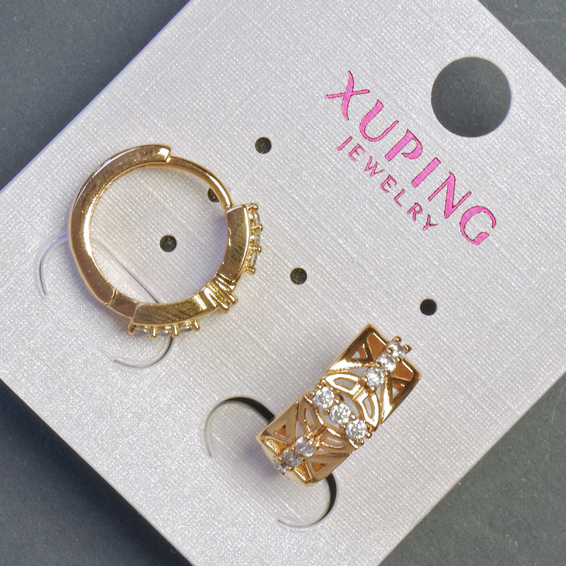 Kolczyki Xuping 16×7 mm „złocenie 18K” z białymi cyrkoniami