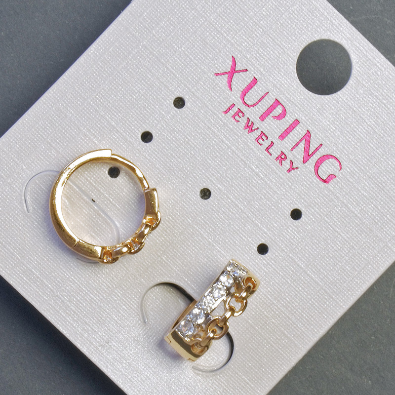 Kolczyki Xuping 13x5 mm «pozłocenie 18K» z białymi kryształami