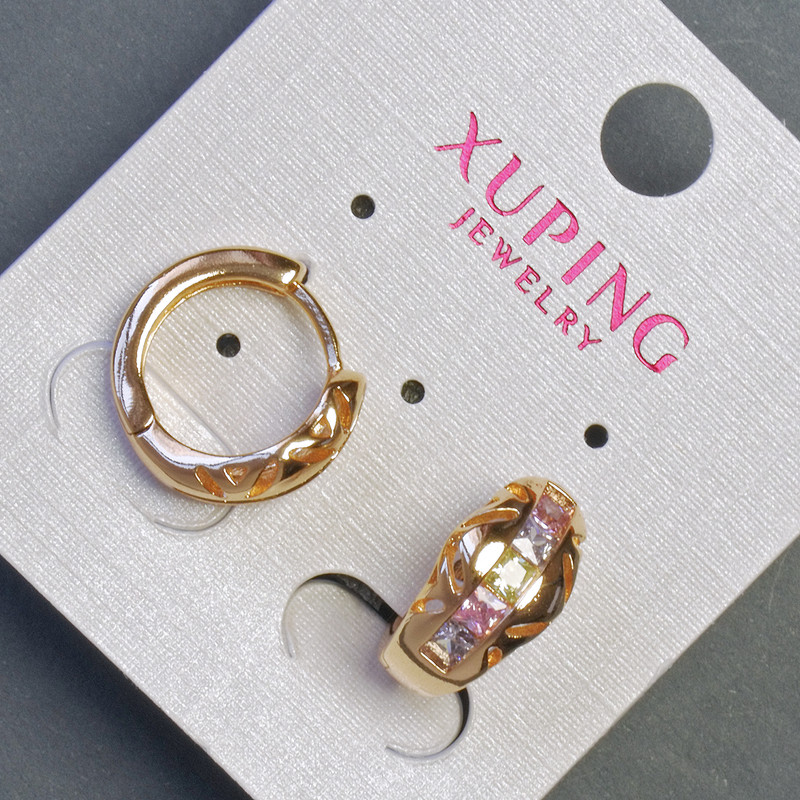 Kolczyki Xuping pozłacane 18K z kolorowymi kryształami, średnica 15x8 mm+