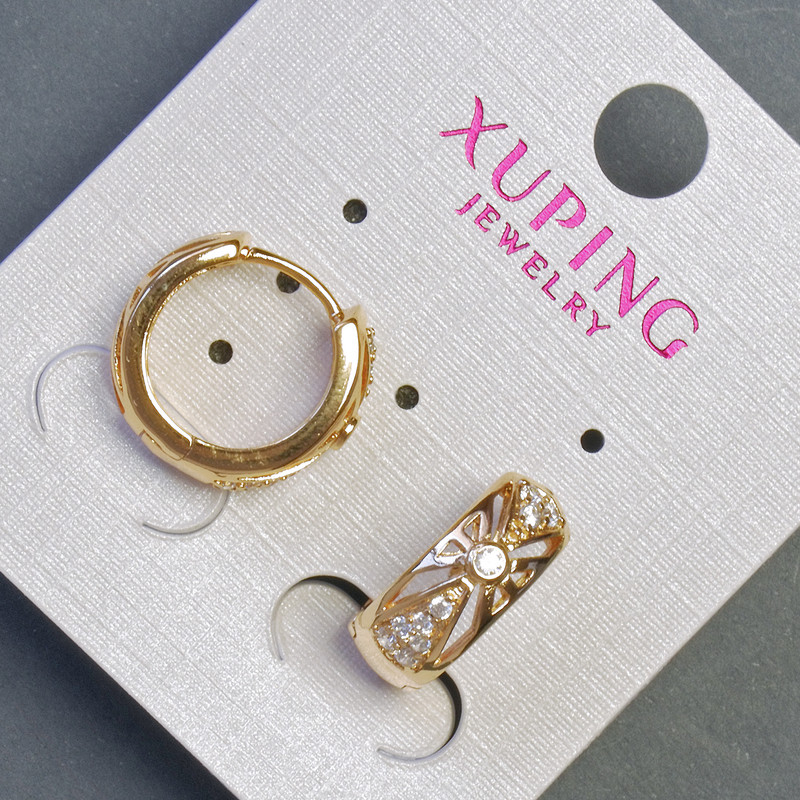 Kolczyki Xuping 6×15 mm z pozłotą 18K z białymi kryształami