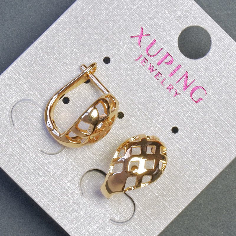 Kolczyki Xuping, długość 14 mm, grubość 10 mm, pozłacane 18K
