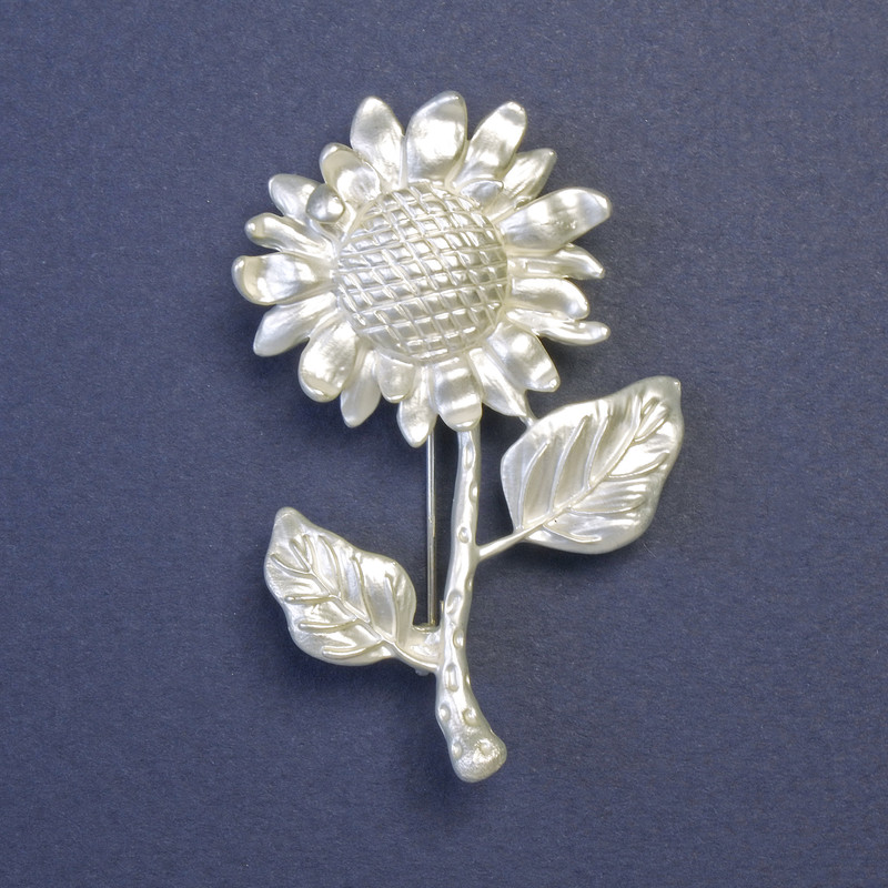 Broszka-wisiorek Słonecznik, 55×35 mm, metal w kolorze srebra