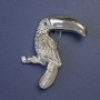 Broszka-wisiorek ptak tukan, srebrzysty metal, 62×40 mm