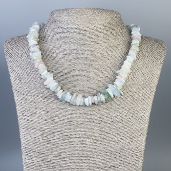 Naszyjnik z morganitu – drobiny, średnica 12×1 mm +-, średnica 9×4 mm +-, długość 48 cm