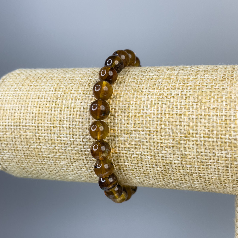 Bransoletka z bursztynu, gładkie kuleczki 6 mm, długość 18 cm, elastyczna