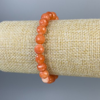 Bransoletka z nefrytu Mashan, fasetowane kulki 8 mm, długość 18 cm, na elastycznej gumce