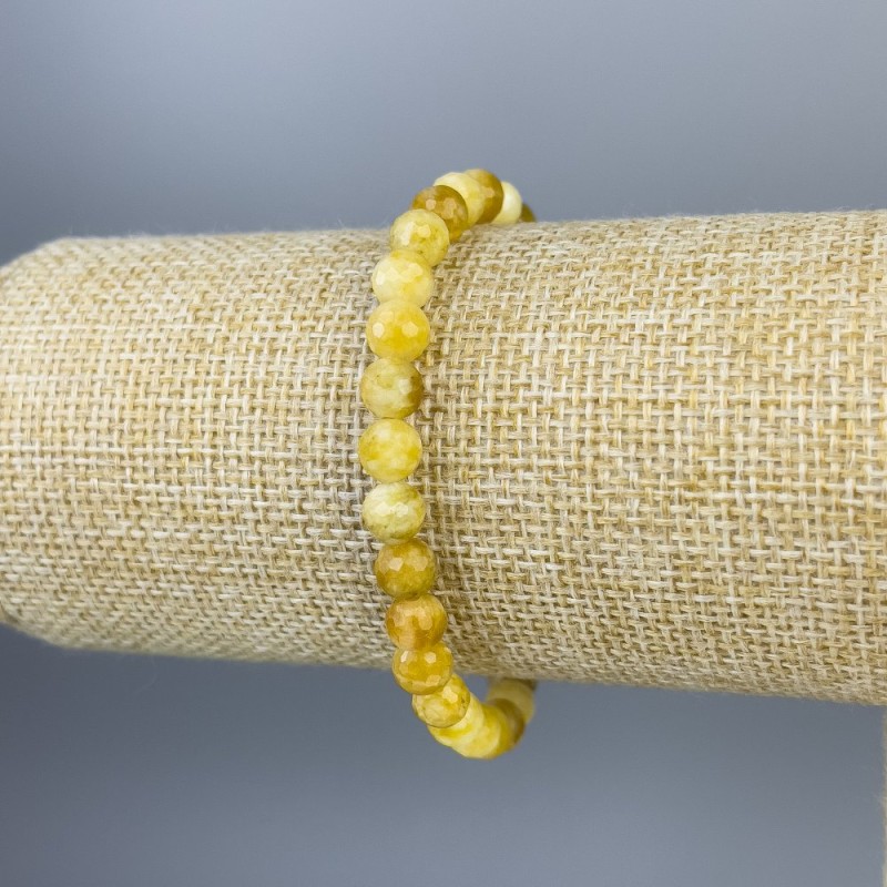 Bransoletka z jadeitu – fasetowane kuleczki 6 mm, długość 18 cm, elastyczna