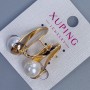 Kolczyki Xuping pozłacane 18K z perłą, średnica około 10 mm, długość około 27 mm
