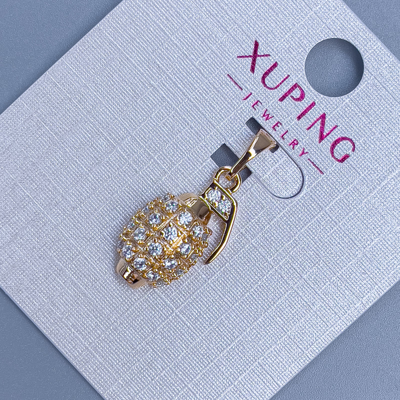 Wisiorek Xuping «granat» z białymi kryształami, średnica 11 mm, długość 22 mm, pozłacanie 18K