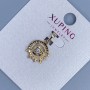 Wisiorek Xuping z białym kryształem, średnica 14 mm, długość 20 mm, pozłacanie 18K