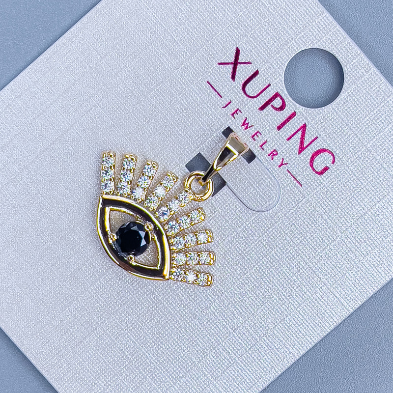 Wisiorek Xuping „Oko” z białymi kryształami i czarnym kryształem, średnica 20 mm, długość 21 mm, pozłacanie 18K