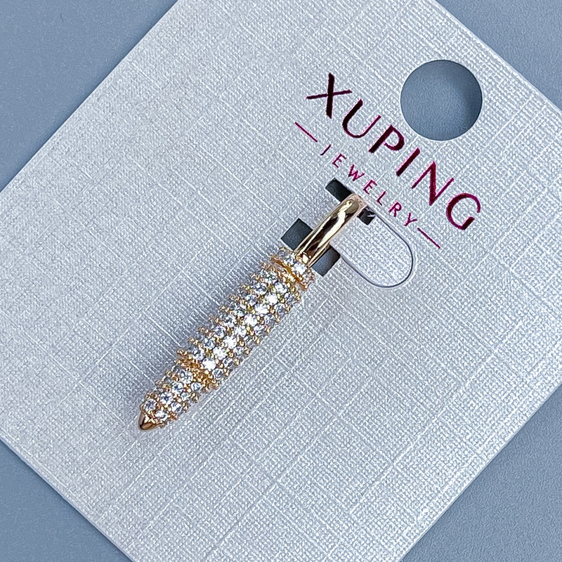 Wisiorek Xuping „Kula” z białymi kryształami, średnica 4,5 mm, długość 27 mm, pozłacanie 18K