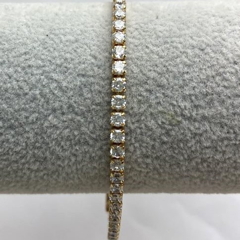 Bransoletka Xuping z białymi kamieniami, grubość 3 mm, długość 20 cm +/- pozłacana