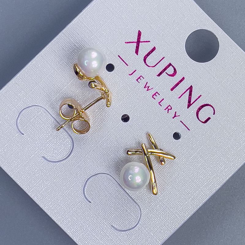 Kolczyki sztyfty Xuping z perłą, średnica około 6 mm, 12×10 mm, pozłacanie 18K