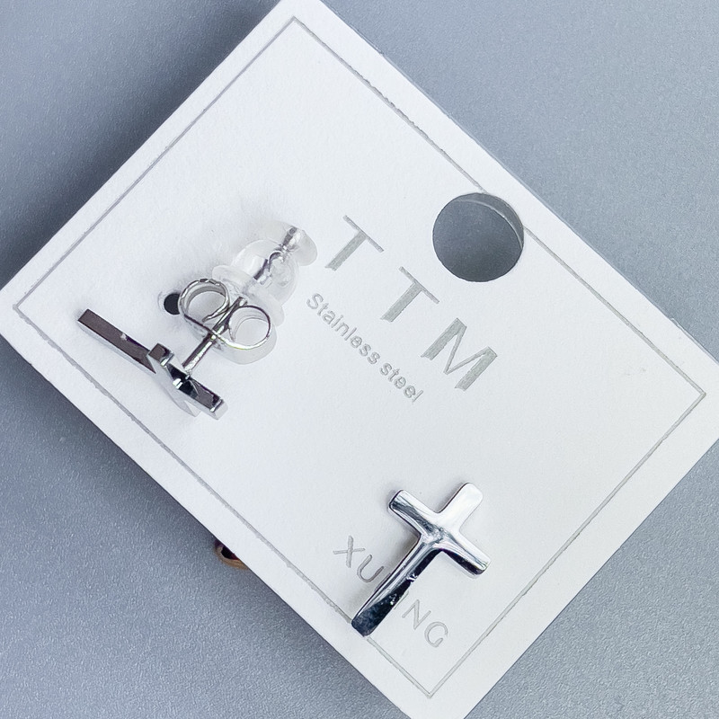 Kolczyki wkrętki Xuping Krzyż 12×7 mm ± rhodium