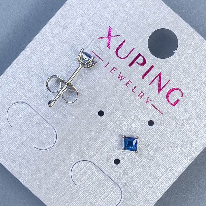 Kolczyki sztyfty Xuping z niebieskim kamieniem, 3 mm ±, z pokryciem rodowym