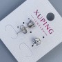 Kolczyki sztyfty Xuping z białym kamieniem, 6 mm, rodowane