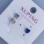 Kolczyki sztyfty Xuping Serce z niebieskim kamieniem 5 mm ± rodowane