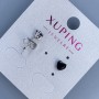Kolczyki sztyfty Xuping «Serce z czarnym kamieniem», 5 mm, z pokryciem rodowym
