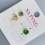 Kolczyki sztyfty Xuping z zielonym kamieniem w oprawie „Kwadro” 6 mm ± pozłacane 18K