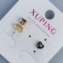 Kolczyki sztyfty Xuping Serce z czarnym kamieniem 5 mm ± pozłacane 18K