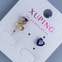 Kolczyki sztyfty Xuping Serce z niebieskim kamieniem 6 mm ± pozłacane 18K