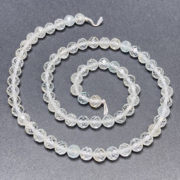 Koraliki górskiego kryształu z topazem na nitce, fasetowana kuleczka, średnica 6 mm+-, długość 39 cm+