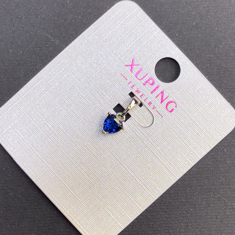 Wisiorek Xuping Serce z niebieskim kryształem, średnica 6 mm, długość 12 mm, rodowany