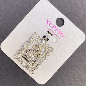 Wisiorek Xuping Ikona z białymi cyrkoniami, średnica ok. 20 mm, długość ok. 32 mm, rodowany