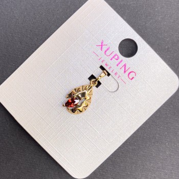 Wisior Xuping z czerwonym kryształem, średnica ok. 8 mm, długość ok. 20 mm, pozłacenie 18K