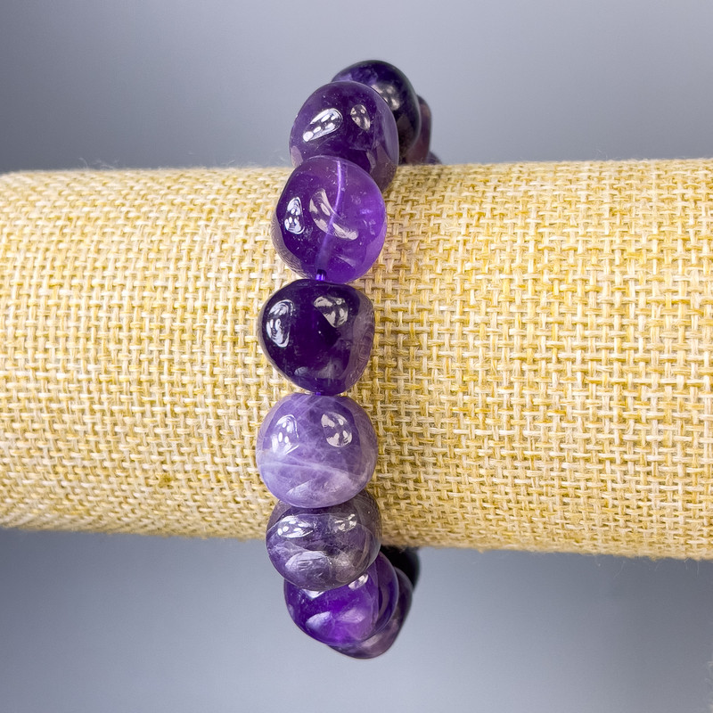 Bransoletka z ametystu fasetowanego, średnica 13×12 mm, długość 18 cm, elastyczna