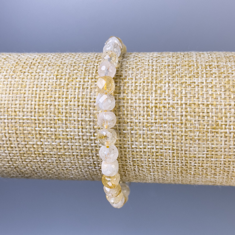 Bransoletka z fasetowanego cytrynu – kostka 6 mm, długość 18 cm, na elastycznej bazie
