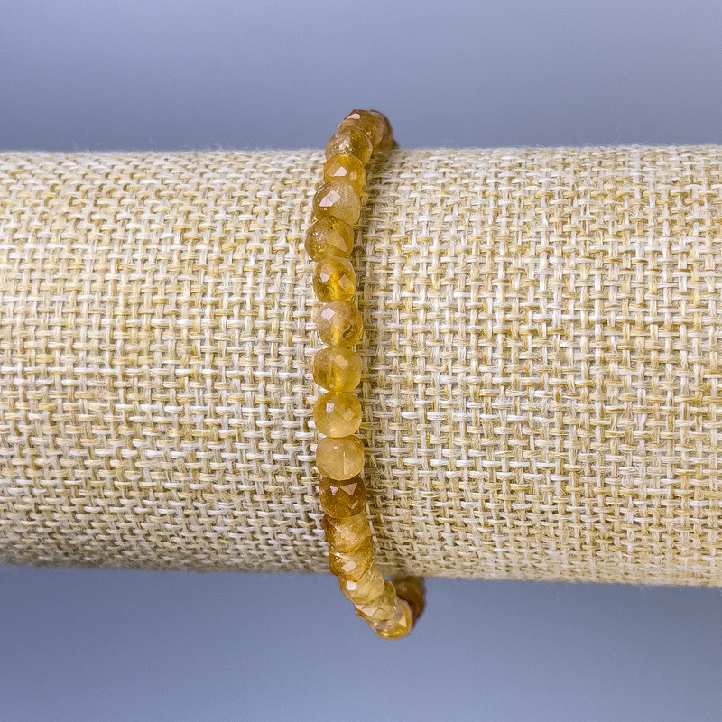 Bransoletka z cytrynu, kubik szlifowany, 5 mm, długość 18 cm, elastyczna
