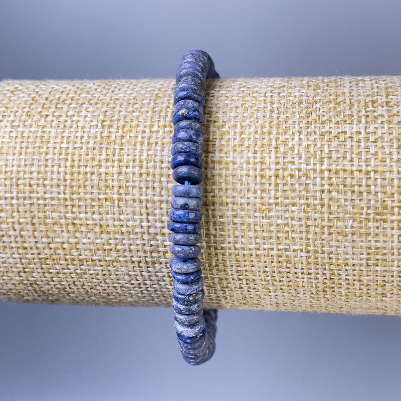 Bransoletka z sodalitu – rondel 6×2 mm, długość 18 cm, na gumce elastycznej