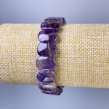 Bransoletka z ametystu – ogniwo, średnica 14×10 mm, długość 18 cm, elastyczna