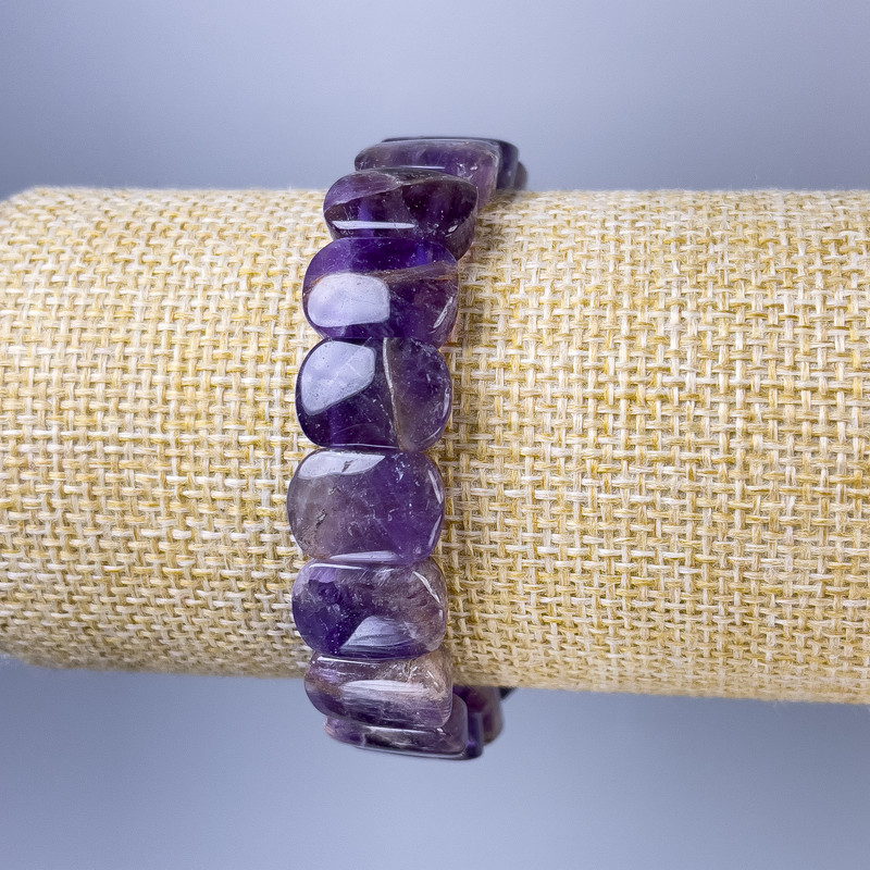 Bransoletka z ametystu – ogniwo, średnica 14×10 mm, długość 18 cm, elastyczna